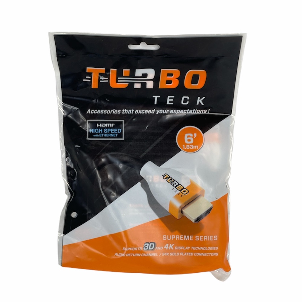 Turbo Tech 6 Foot HDMI Cable, Black